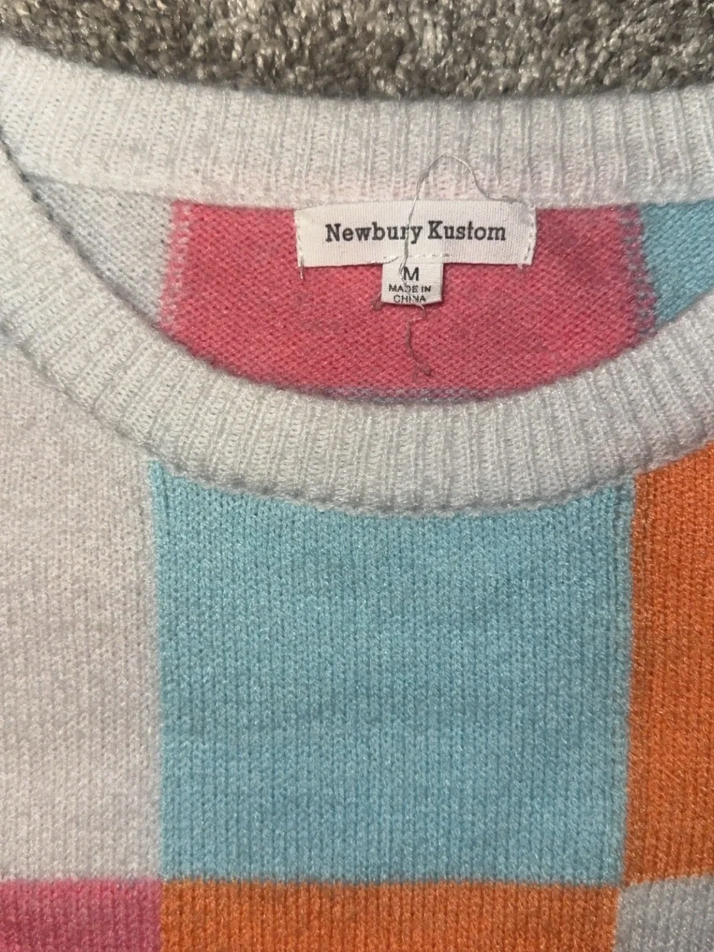 Newbury Kustom Pastel Checker Knit Vest - Pink, Light Blue, Orange, Cream